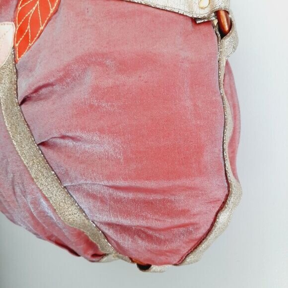 LOOP Boho Crossbody Hobo Leaf Applique Purse Shoulder Bag Mauve - Picture 7 of 15